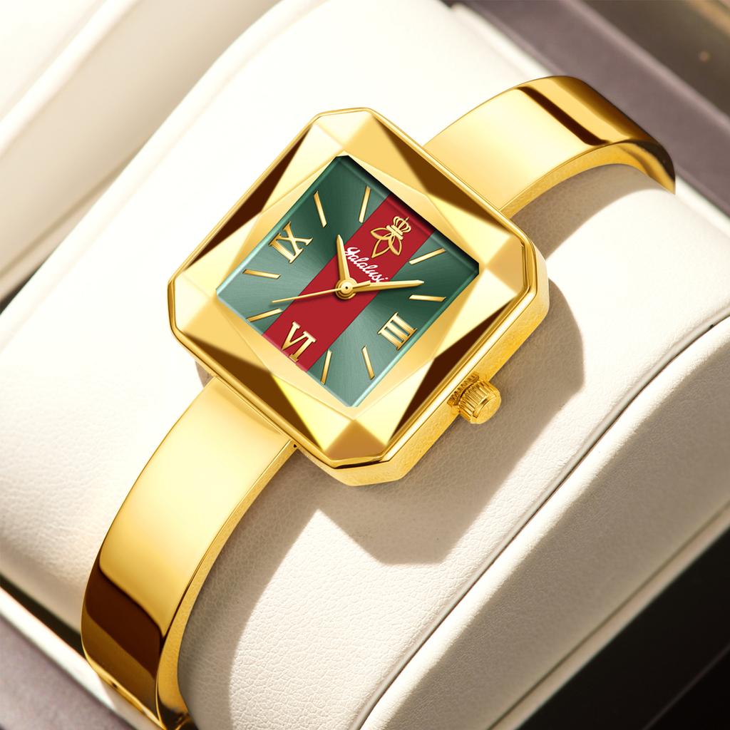 YaLaLuSi Fashionable Women’s Water-Resistant Quartz Watch: Elegant Square-Face Design Bracelet-Style Watch Gift Reloj Mujer
