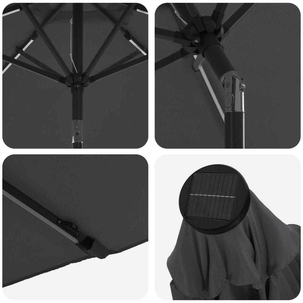 Garden Umbrella with LED Lights and Base 270 X 270 Cm
