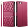 For iPhone 16e Case Rhombus Stitching Wallet Stand Leather Phone Cover with Long/Short Strap