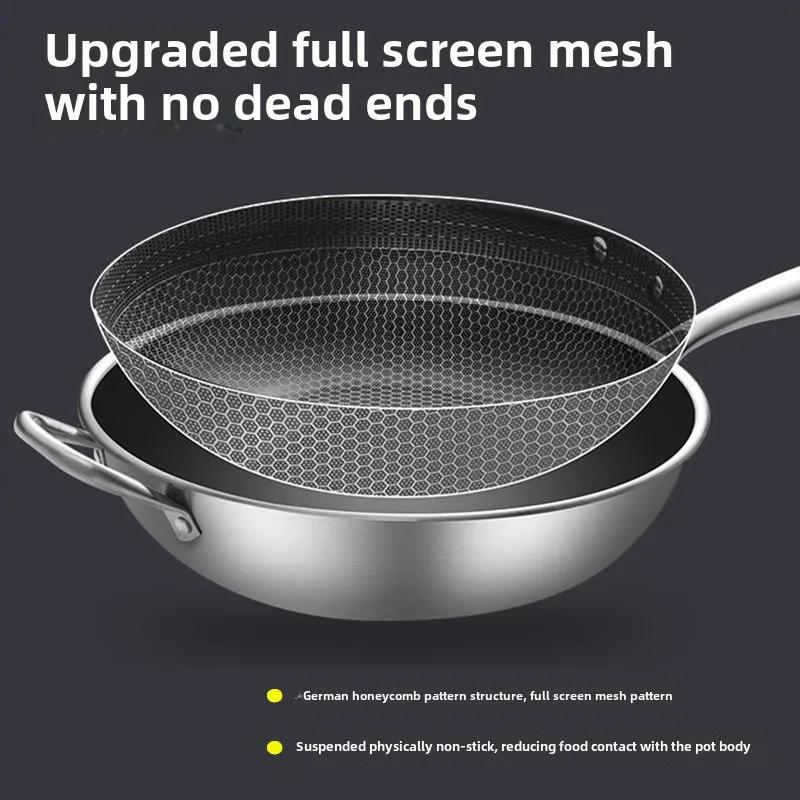 Stainless Steel Wok Non-smoke Non-coating Non-stick Household Wok