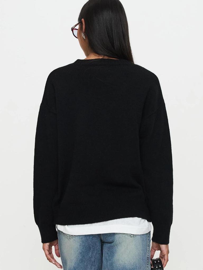 2026 Autumn/Winter European & American Casual Cherry Embroidered Knit Pullover Sweater