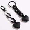 Handmade Heart Keychain Plastic Link Chain Key Rings for Women Girls Handbag Pendant Accessories Car Keys Jewelry Gifts