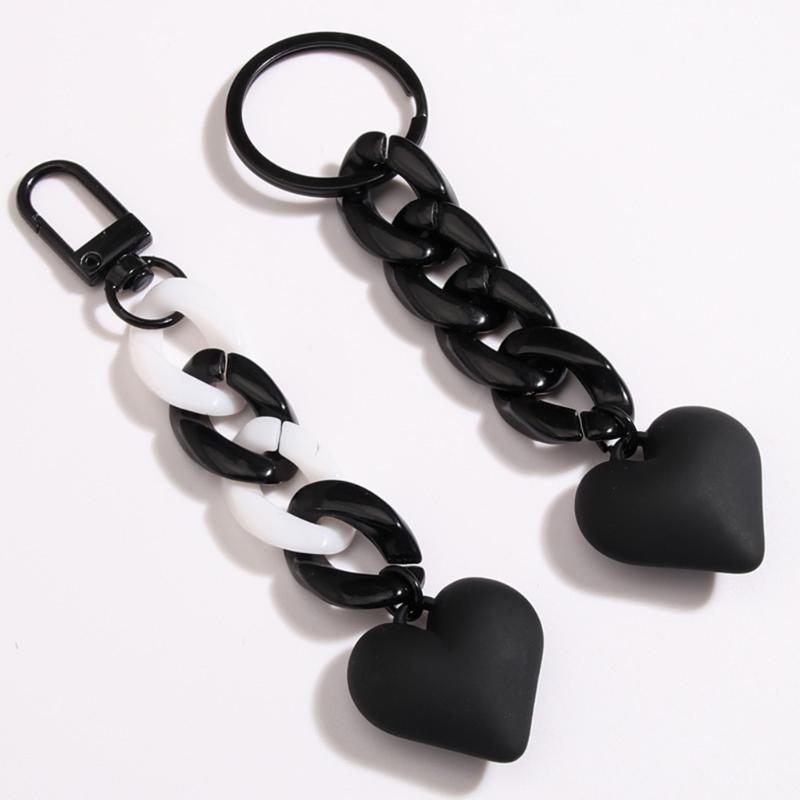 Handmade Heart Keychain Plastic Link Chain Key Rings for Women Girls Handbag Pendant Accessories Car Keys Jewelry Gifts