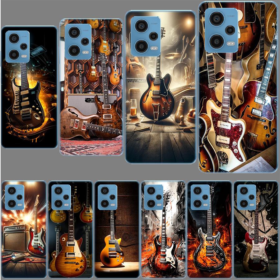 Retro Rock Music Electric Guitar Phone Case For Redmi Note 13 12 14 15 Pro Plus 13R 11 11T 11E 11S 10 Pro 10S 9 9S Cover Cell Cl
