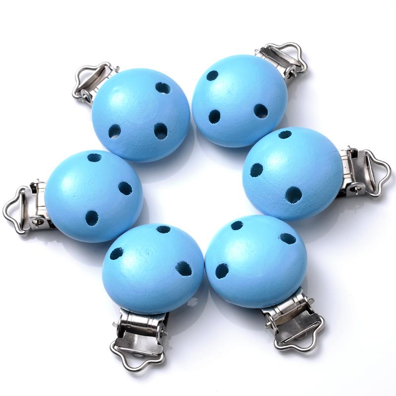 10Pcs 30mm Baby Wooden Pacifier Clips Round Wood Clip for Baby Pacifier Log Nipple Chain Holder Accessories BPA Free