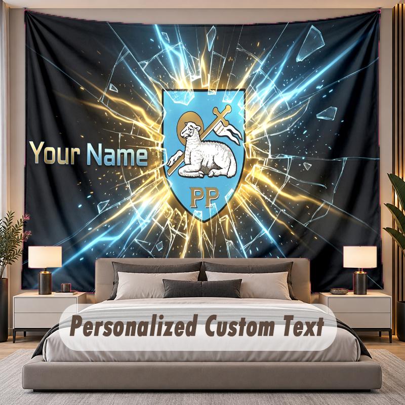 Custom Name Text Tapestry Preston North End Personalized Polyester Wall Tapestry For Bedroom And Room