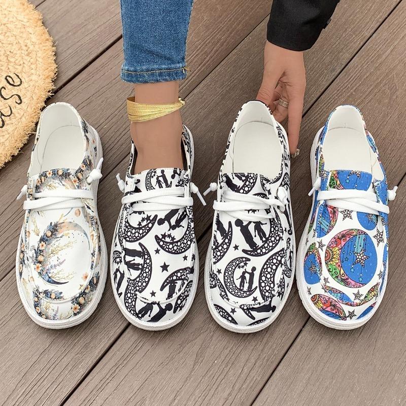 2025 New Canvas Print Colorful Export Ethnic Style Flat Casual Women's Shoes
