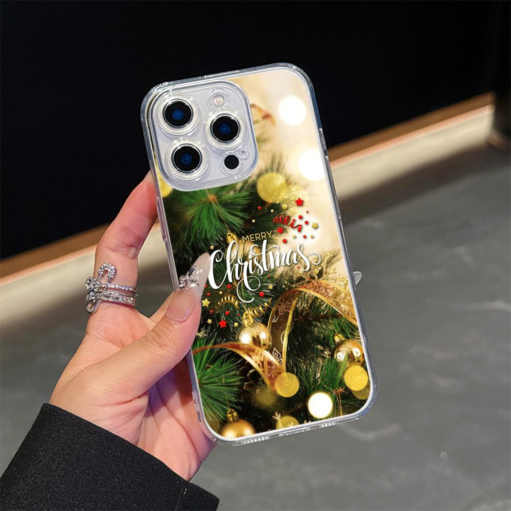 Ae115 Merry Christmas Happy New Year Magsafe Transparent Cases for Samsung S23 S24 Ultra S21 FE iPhone 16 Pro Max Magnetic Wireless Charge Back Cover