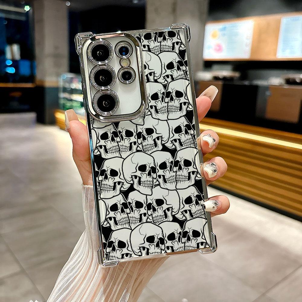 Horror Black Skull Skeleton Coque For Galaxy S26 Ultra Phone Case For Samsung S26 S25 S24 S23 S21 Ultra S20 FE S25 Plus 5G Cover