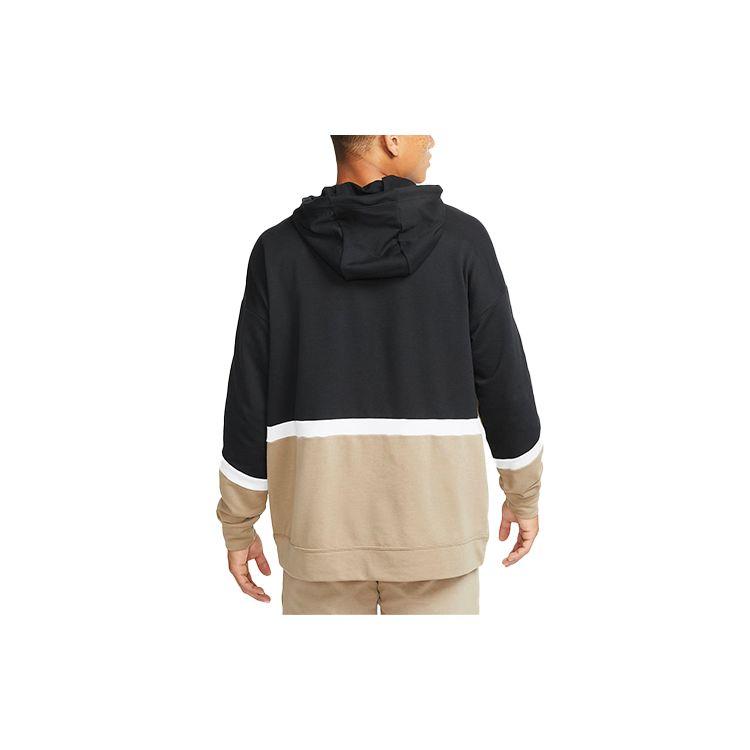 Nike Logo Print Color-Block Pullover Hoodie Men Tops Khaki DD1904-247