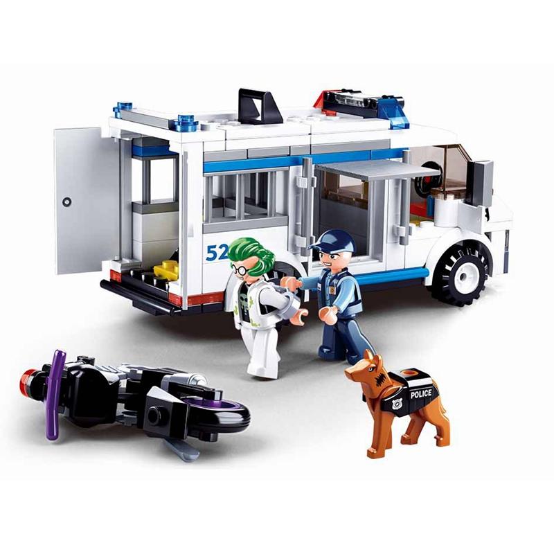 SLUBAN SWAT Children's Toys Car Boy Assembling Building Blocks criminal investigation Police Truck Dog