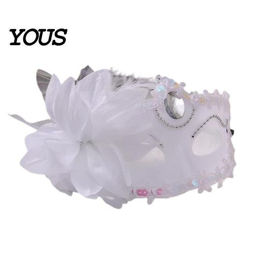 Venetian Style Mask Half Face Masquerade for Women, Mesh Flower Rhinestone Mask, Costumes Accessory Halloween Carnival Prom Ball Party Vintage