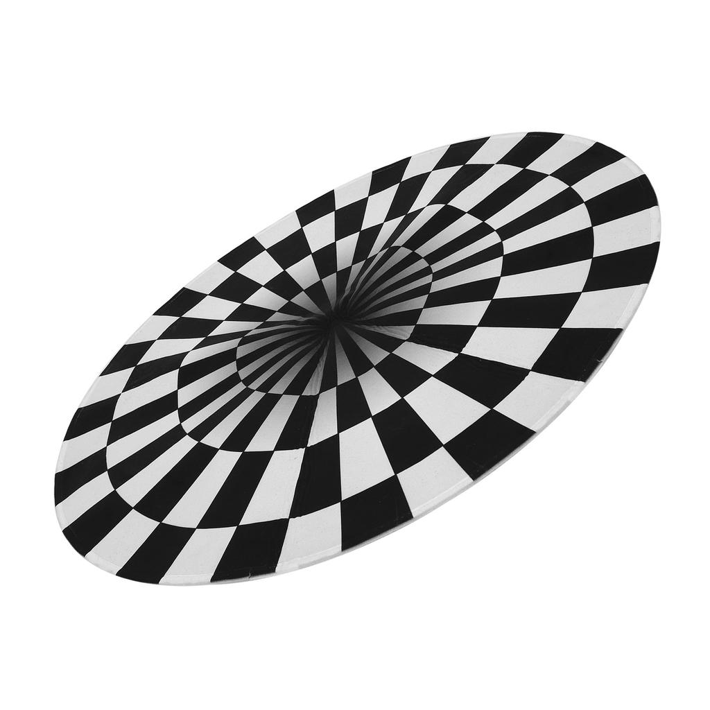 Round Black White Grid Non-Slip Mat Area Rugs Floor Mats Carpet for Home Living Room Bedroom(60cm )