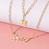 Chic Yellow Butterfly Honey Letter Necklace Elegant Layered Chain Accessory For Women