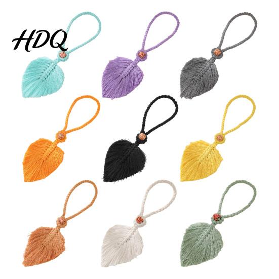 Rental Friendly Curtain Accessory Braided Leaf Tieback Boho Cotton Rope Holder Fringe