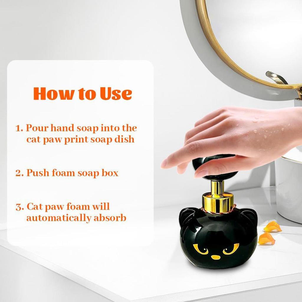 Cat Paw Soap Foam Dispenser Liquid Soap Dispenser Cute Bathroom Countertop Soap Dispensers Cat Paw Print Push Up Foamer