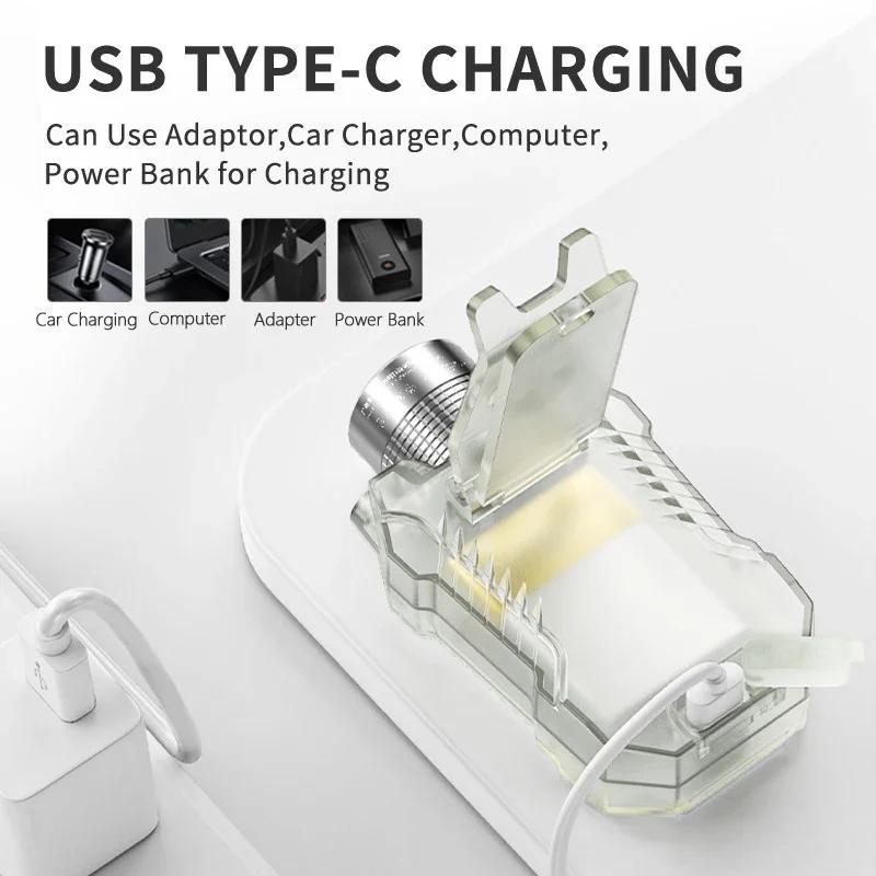 KDULIT Multifunctional Sensor LED Flashlight USB Rechargeable EDC Torch Work Light with Back Magnet Light Fishing Work Lantern