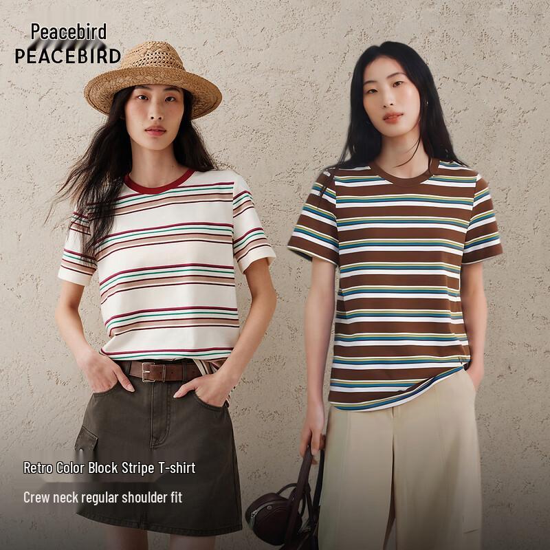 Peacebird Commuter Short Sleeve Striped T-Shirt AACNG212G01
