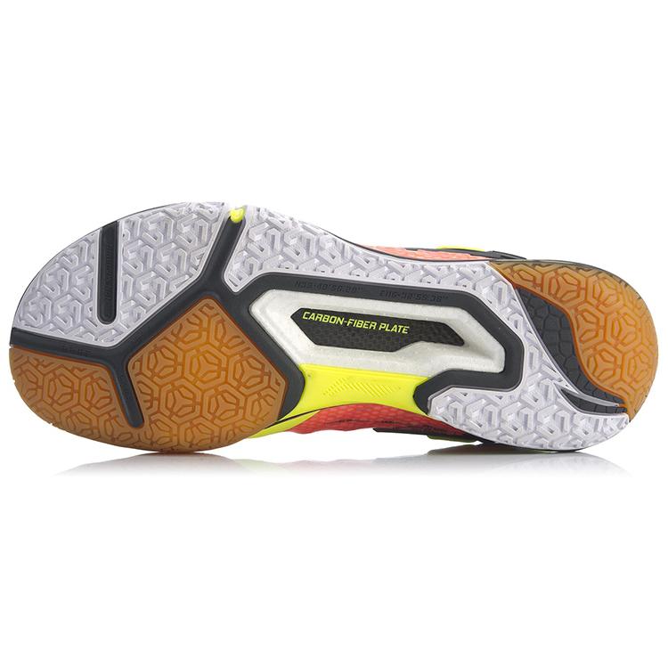 Li Ning Quick Start Saga Cushioning Support Rebound Badminton Shoes Men's Fluorescent Orange Red AYAQ009-2