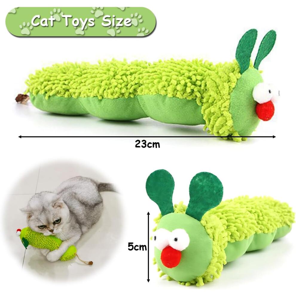 2 PCS Catnip Toys for Indoor Cats, BiteResistant Plush Worms with Crinkle Sound and Dental Health