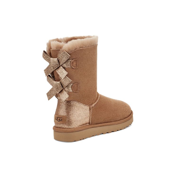 UGG Bailey Suede Warm Non-Slip Comfort Mid-Calf Snow Boots With Bow Women boots Brown 1120884-CHE