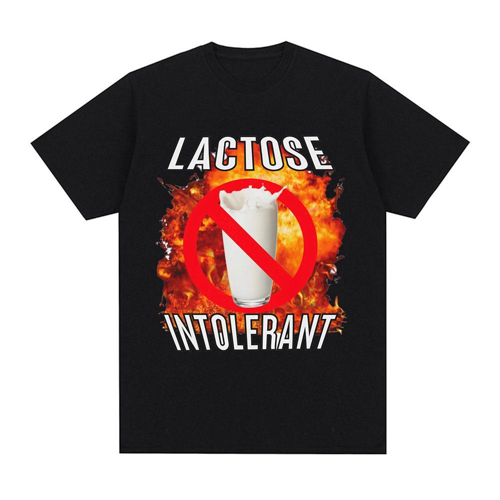 Lactose Tolerant Graphic Print T-Shirt Women Vintage Fashion Short Sleeve T-shirts 100% Cotton Casual Cozy Summer T Shirts