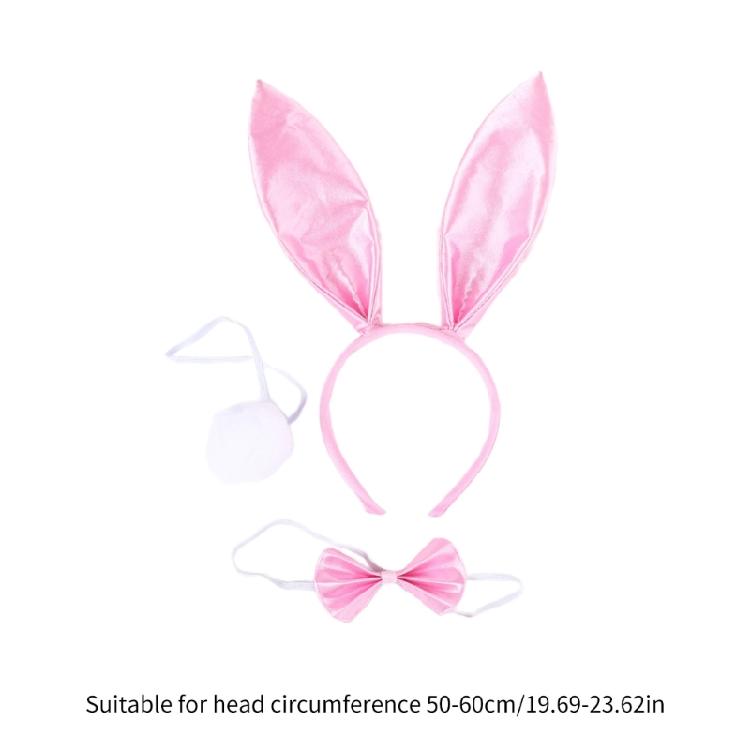 Plush Rabbit Ear Shape Headband Tail & Bowtie Carnival Party Costume Supplies
