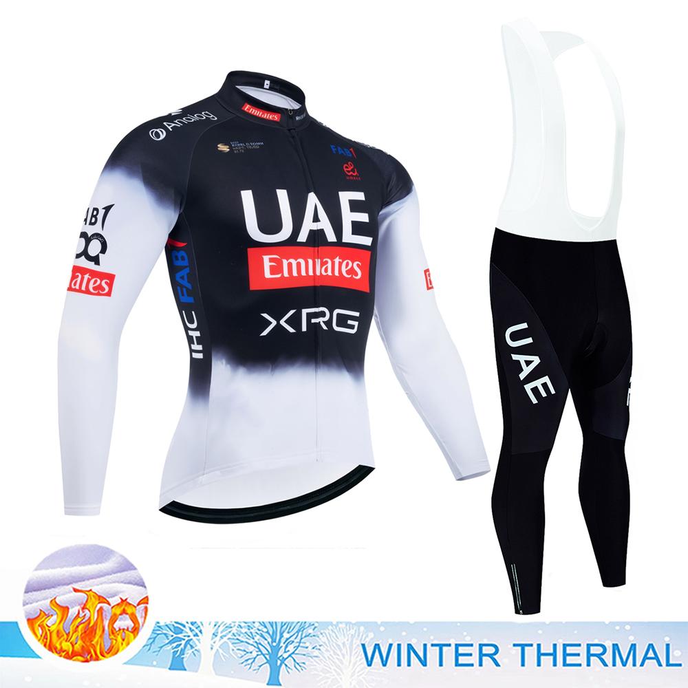 2026 UAE Cycling Clothing Man Winter Thermal Fleece Cycling Jersey Man Men's Bicycles Road Bike Jerseys Cycle Jersey Set Sport Suit