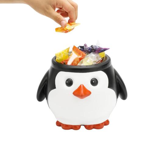Christmas Penguin Candy Storage Box Red Hat Penguin Chocolate Goodies Snack Container Figurine Statue Resin Ornament