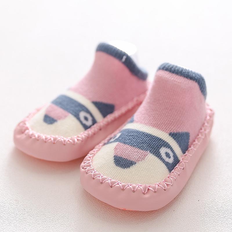 Fox Style Non-Slip Leather-Soled Toddler Floor Socks - Soft Baby Cartoon Shoe Socks