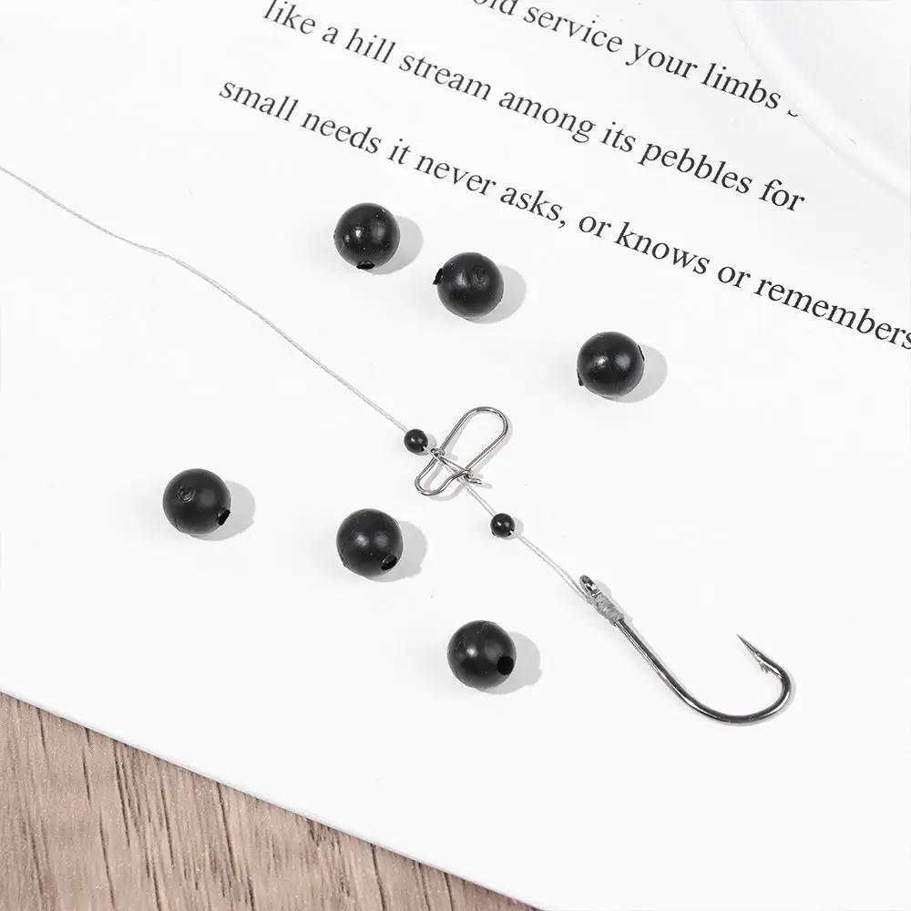 100Pcs Fishing Beads Space Stopper Black 3mm-12mm Round Soft and hard beans Fishing Lures bait Hook Rig Accessories