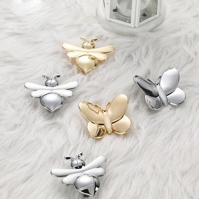 1pc Furniture Hardware Butterfly Bee Door Pulls Wardrobe Pulls Cabinet Drawer Cabinet Door Handle Zinc Alloy Single Hole
