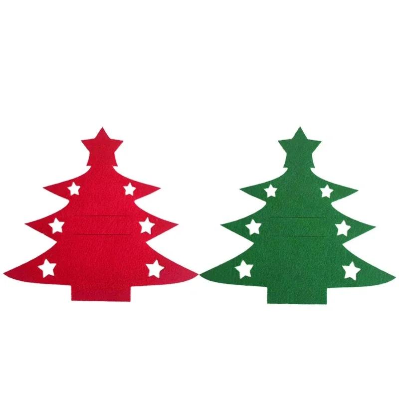 Christmas Tree Knife and Fork Clips Holiday Felt Cloth Cutlery Set Classic Christmas Tree Bags Xmas Decorations Table Layout