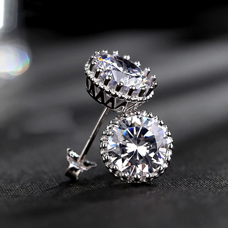 925 Sterling Silver AAA Cubic Zirconia Round Stud Earrings for Women Wedding Engagement Jewelry Fashion Female AccessoriesGood product