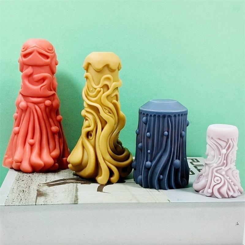 Carved Pillar Candle Mold, Cylinder Candle Mold Non Stick Easy to Demold