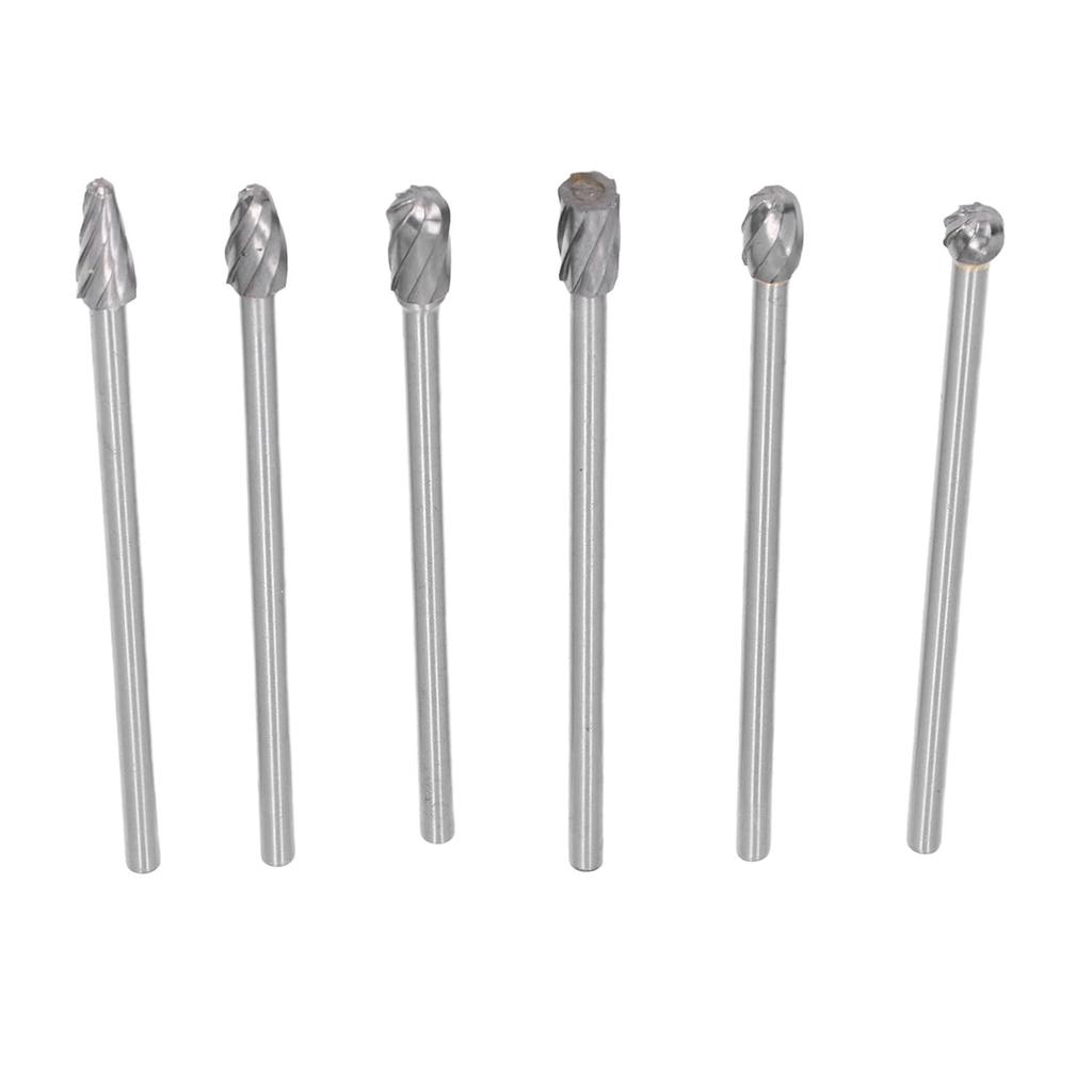 Cylinder Head Porting Kit, 6Pcs Cut Carbide Burr Set Lengthen for Woodworking,Drilling, Metal Carving, Engraving, Polishing, Cutting Burs