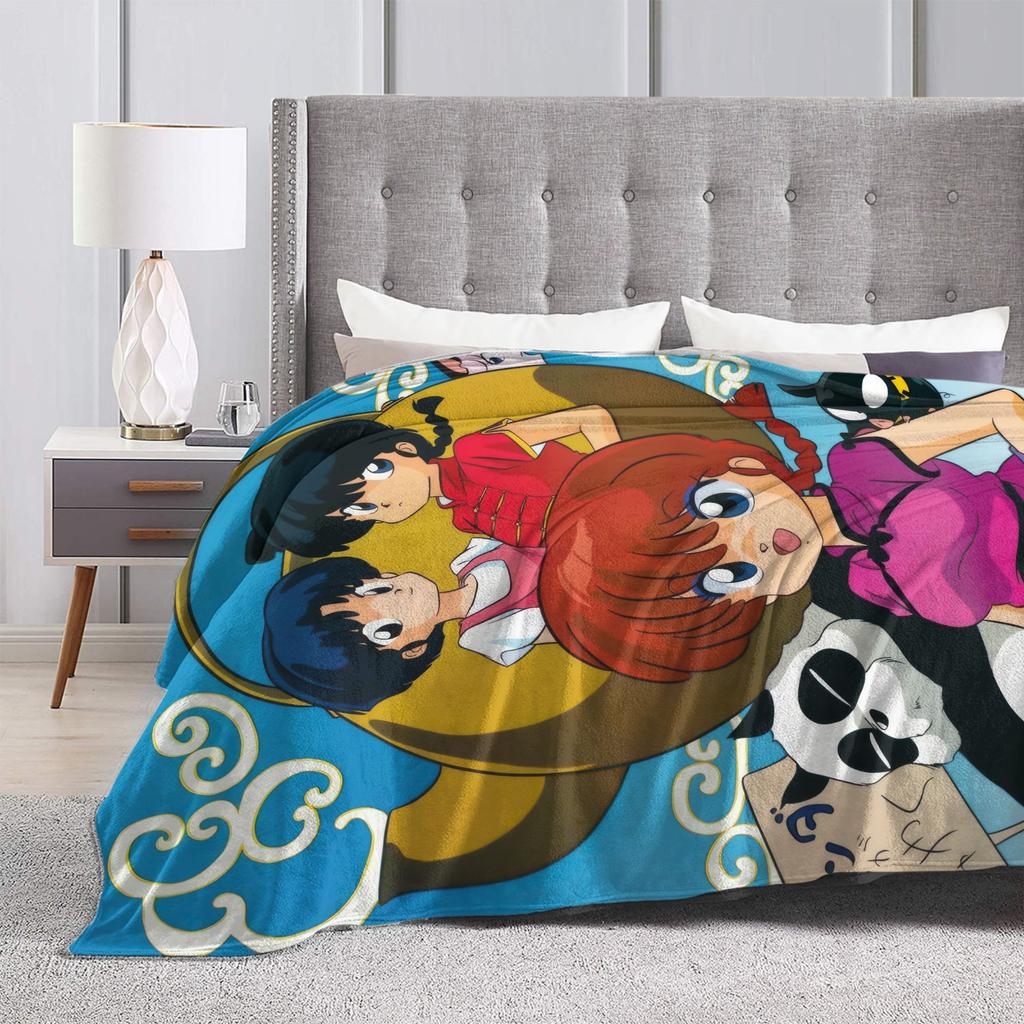 Anime Ranma And Akane Tendo Blanket Fleece Spring Autumn Portable Super Soft Throw Blankets for Sofa Travel Bedspread