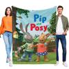 Pip and Posy Blanket Soft Flannel Bed Sofa Throw Cozy Lightweight Birthday Gift