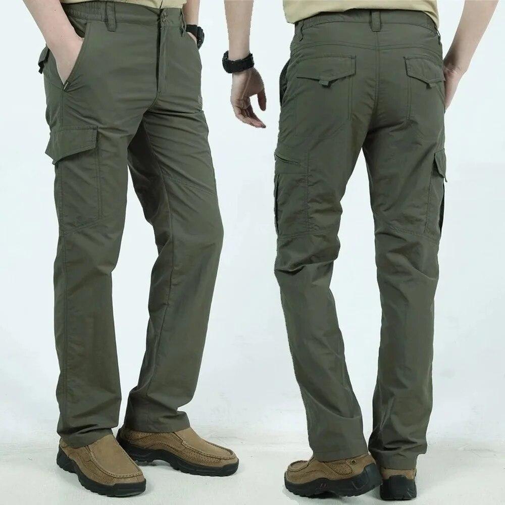Calças táticas leves masculinas respiráveis de verão casuais do exército calças compridas militares calças cargo de secagem rápida masculinas