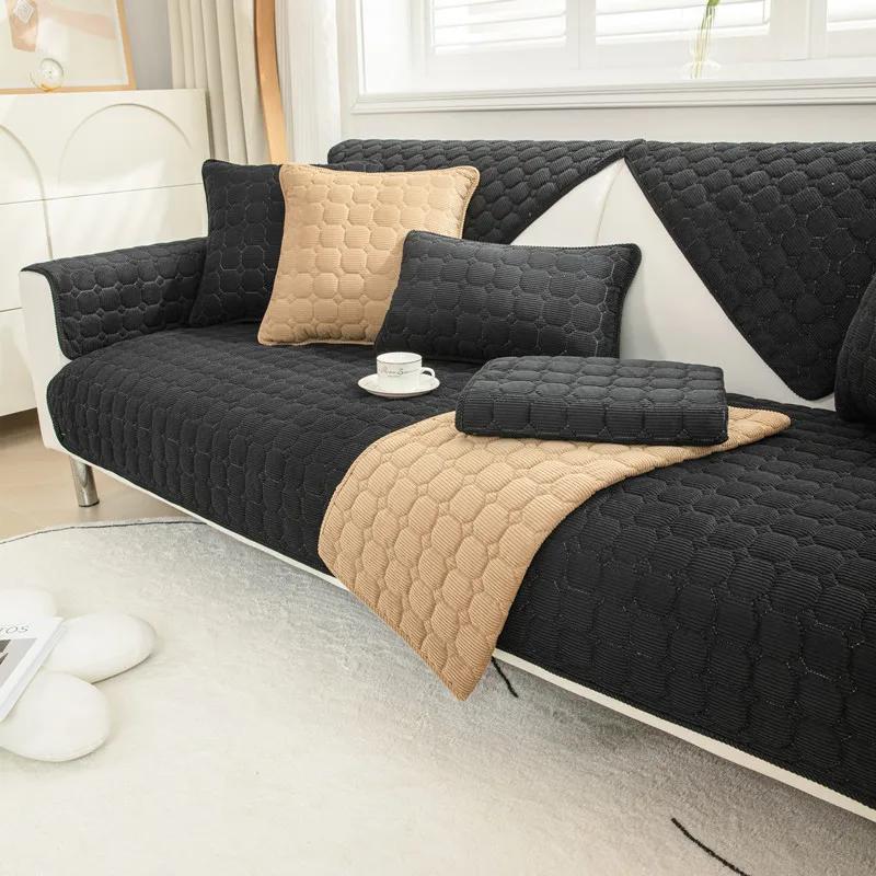 Thicke Sofa Cover Non-slip Couch Cover Cushion Slipcover for Living Room Universal for All Seasons Corduroy Home Protector Cover