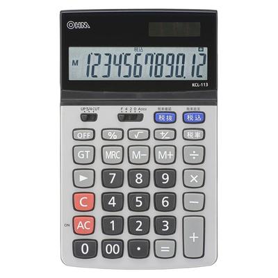 Ohm Electric Calculator for Easy Convenient for Dual Power Tax Calculation 12-Digit (Adjustable Viewing, Business, Sources, Function, Gray) KCL-113