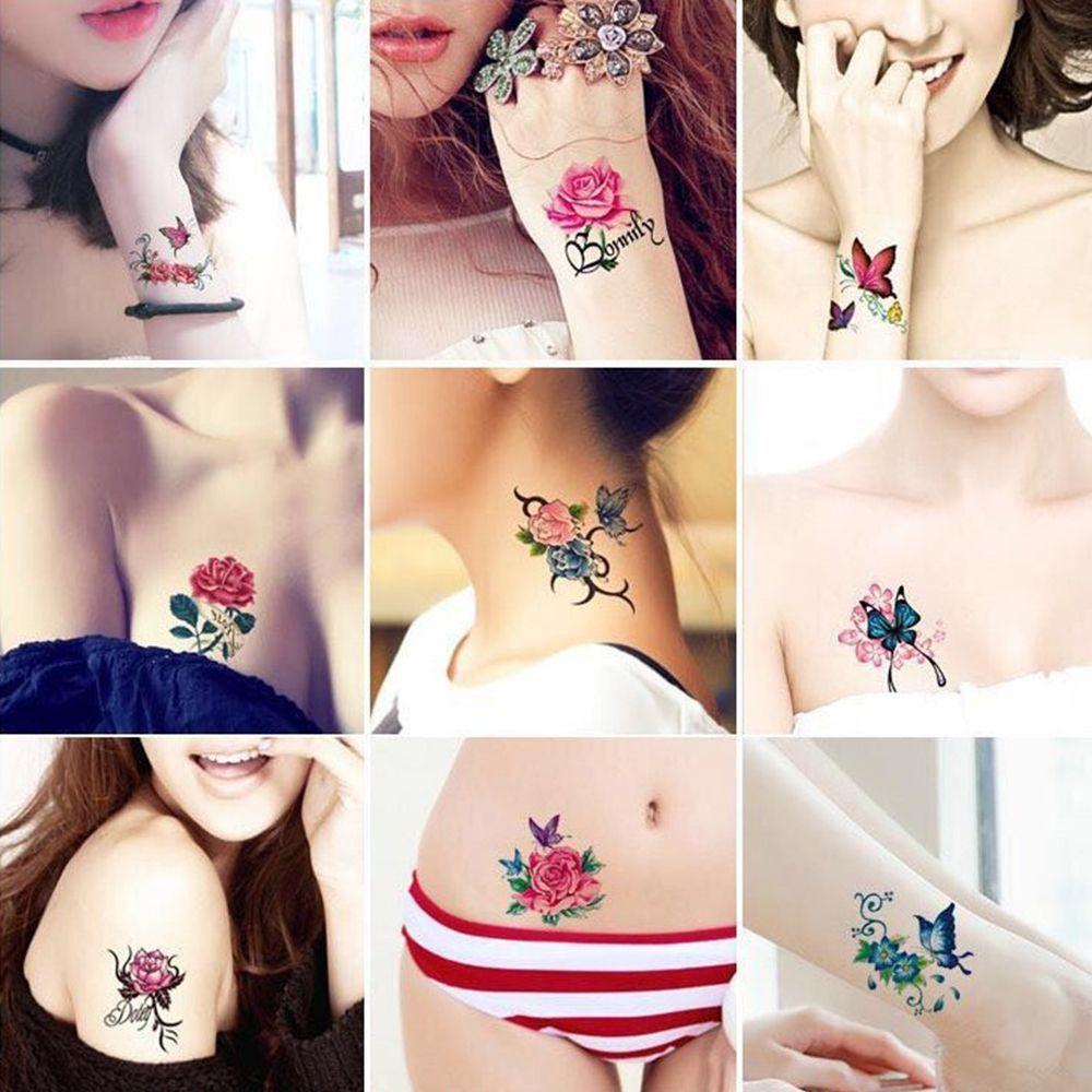 Arm Girls Waterproof Makeup Sticker Fake Fake Tattoos Butterfly Temporary Tattoos Rose Flower