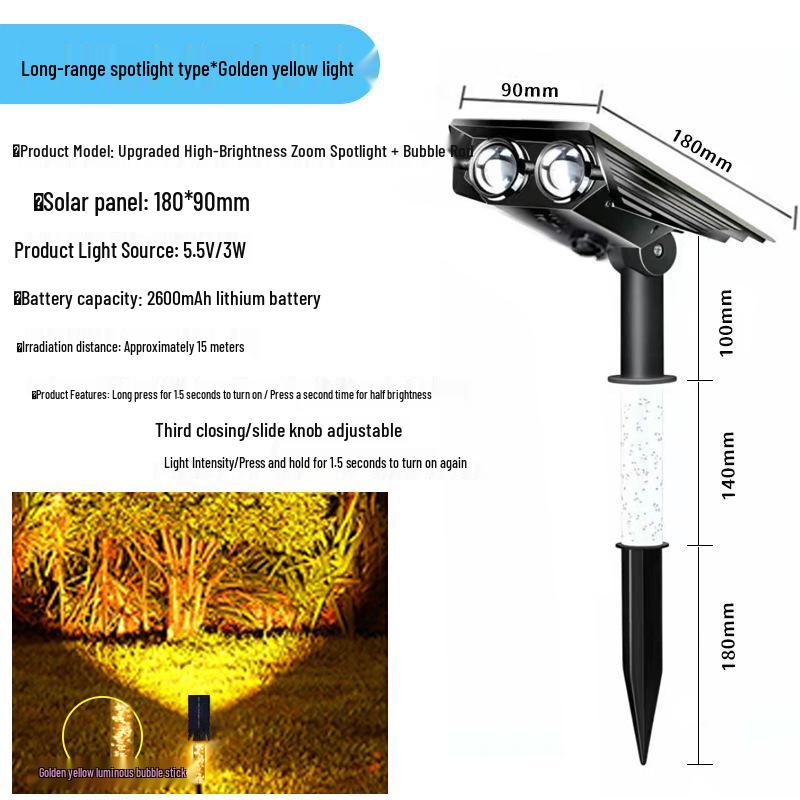 High Brightness Waterproof LED Solar Spotlights for Outdoor Lawn and Courtyard Lighting