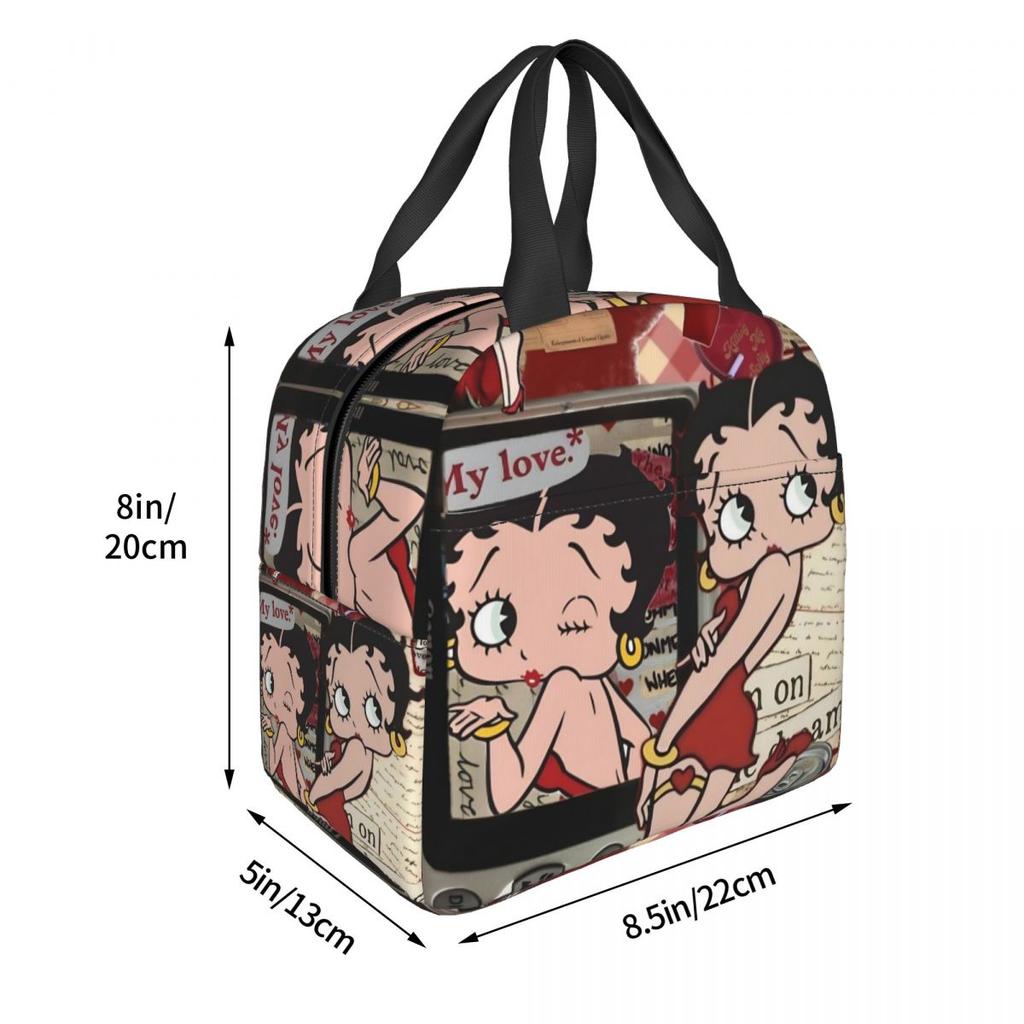 B-Bettys Boops Insulated Lunch Bag Food Container Portable Cooler Thermal Lunch Boxes For School Office