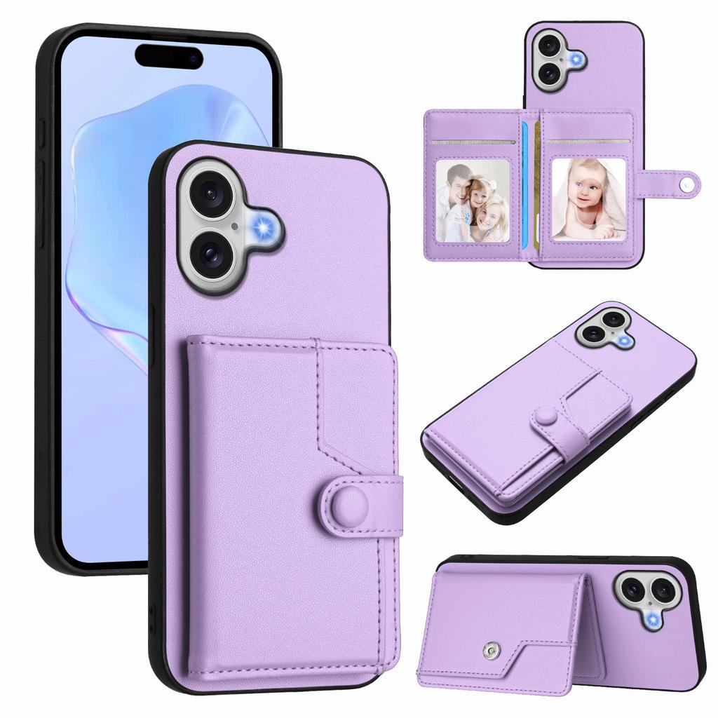 For iPhone 17 Case RFID Blocking Card Holder Kickstand TPU + PU Leather Phone Back Cover