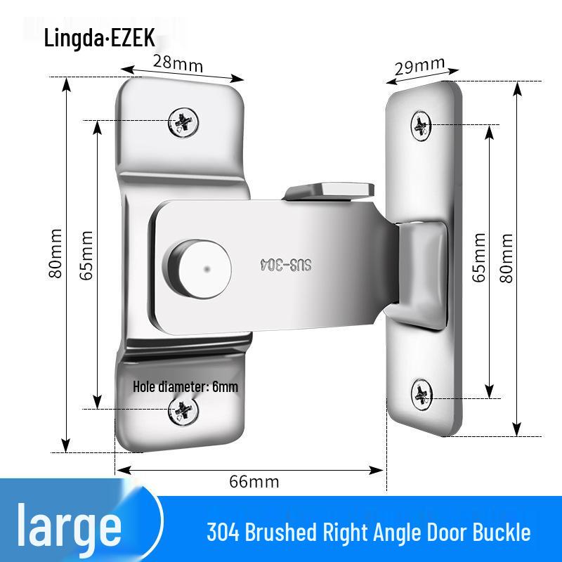 Stainless Steel No-Drill Door Lock Latch with Keyhole, Left/Right Opening, Anti-Theft Bolt.