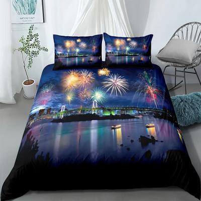 Juego de Funda Nórdica Vista de la Ciudad Vista Nocturna de la Ciudad de Dubái Tamaño Individual Doble Queen King Juego de Cama para Adultos 2/3 piezas Cubierta de Edredón Suave