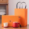 Chinese Style Ceramic Cup Gift Set with Lid and Wooden Handle - Three-Piece Tea Cup with Filter