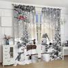 Charming Snowman Christmas Curtain Set Print Semi-Sheer Curtain Panels - 2Piece Rod Pocket Window Drapes for Bedroom