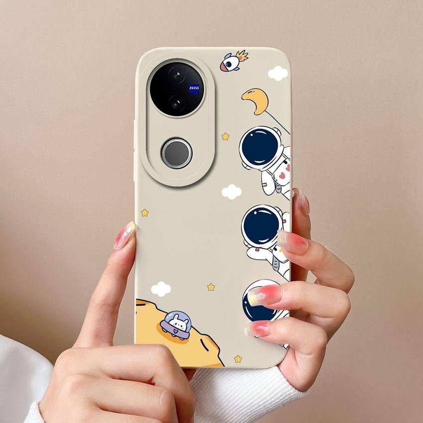 

Для Vivo IQOO Z10X V50 Y16 Y31 Y51 Y53S Y55 Y70 Чехол для телефона Модный узор летающего астронавта Квадратный Жидкий силикон Противоскользящая оболочка Для чехлов Vivo Vivo IQOO Z10X